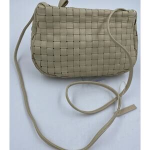 Desmo Woven Leather Crossbody Bag Made in Italy Vintage Cream